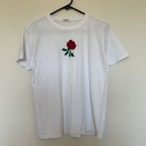 Brandy Melville Rose Embroidered T-Shirt
